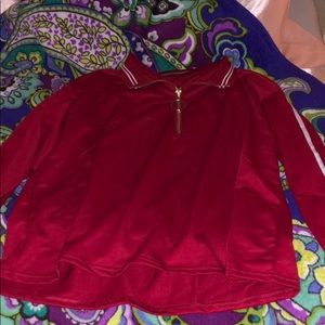 Long sleeve red quarter zip jacket
